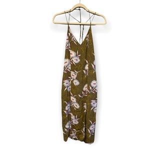 Silence + Noise Green Tropical Floral Midi Dress Size 10